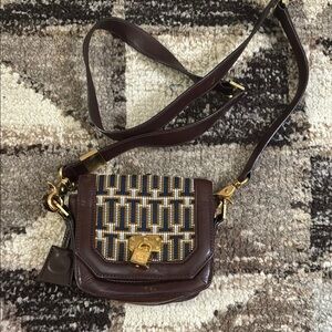 Tory Burch Brown Leather Patterned Crossbody Bag